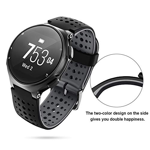 Correa para Garmin Forerunner 235, Correa de Reloj de Silicona Suave Compatible con Garmin Forerunner 235/220/230/620/630/735 XT (Negro+Grsi)