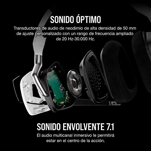 Corsair Void Elite RGB USB Auriculares para Juegos (7.1 Sonido Envolvente, Micrófono omnidireccional, Personalizable Iluminación, Microfibra de Rejilla Almohadillas, Construcción Aluminio) Blanco