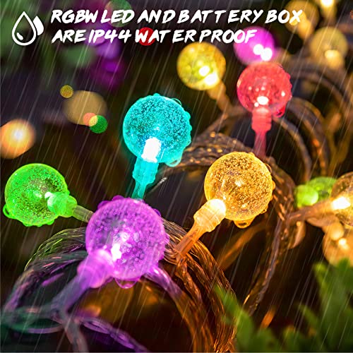 Cortina de Luces, Enteenly RGBW Cortina LED con Batería y USB, Luces Navidad para Interiores y Exteriores con Múltiples Modos, Decoración Navidad, Impermeable