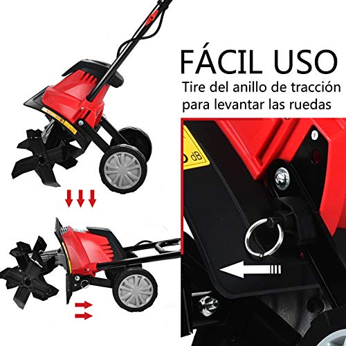 COSTWAY Motoazada Eléctrica Ancho de Trabajo de 35 cm /4 Cuchillas /1200W / Profundidad de Trabajo de 22cm / 365 RPM para Jardín