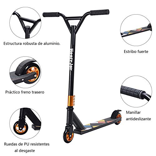 COSTWAY Patinete de Aluminio para Adulto con Freno y 2 Ruedas City Scooter para Adolescentes Carga hasta 100kg (Negro)