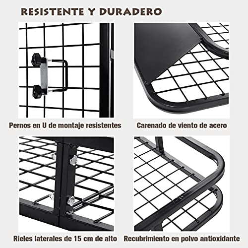 COSTWAY Portaequipajes de Coche Vehículo de Hierro Portaequipajes Techo Universal Carga hasta 75kg/122x102x15cm Negro