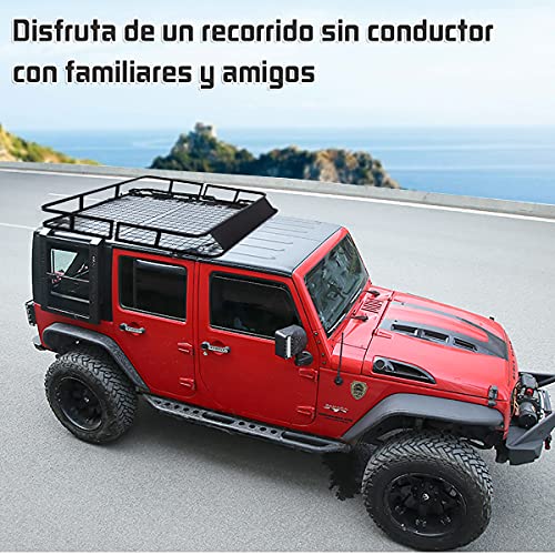 COSTWAY Portaequipajes de Coche Vehículo de Hierro Portaequipajes Techo Universal Carga hasta 75kg/122x102x15cm Negro