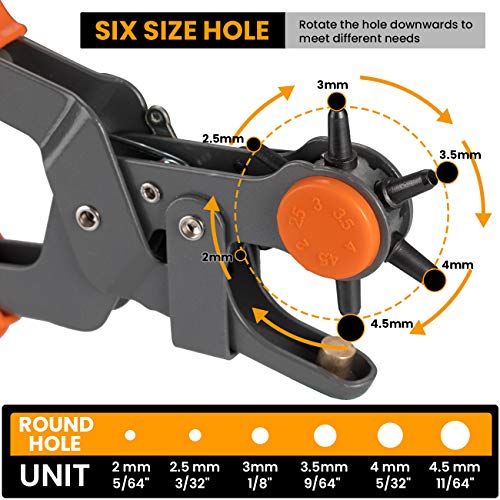 COSYLAND Finder Alicates Sacabocado Agujero Perforadora Puzones Alicates Sacabocado Agujerode 6 Tamaños 2/2.5/3 /3.5/4/ 4.5 mm para Cinturones y Cuero