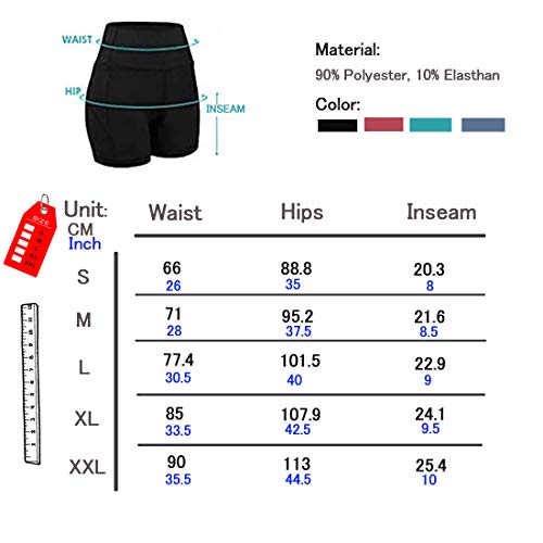 COTOP pantalones cortos de yoga para mujeres, pantalones cortos deportivos de cintura alta de verano con bolsillos para entrenamiento de gimnasia, fitness, trotar, correr, motorista(M)