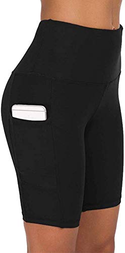 COTOP pantalones cortos de yoga para mujeres, pantalones cortos deportivos de cintura alta de verano con bolsillos para entrenamiento de gimnasia, fitness, trotar, correr, motorista(M)