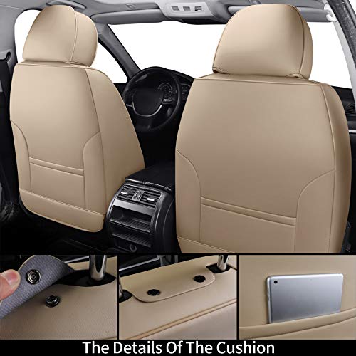 Coverado Fundas para Asientos Delanteros y Traseros, 4 Piezas, Juego Completo de Protectores de Asiento de automóvil de Cuero Nappa a Prueba de Agua, Accesorios universales, Color Beige