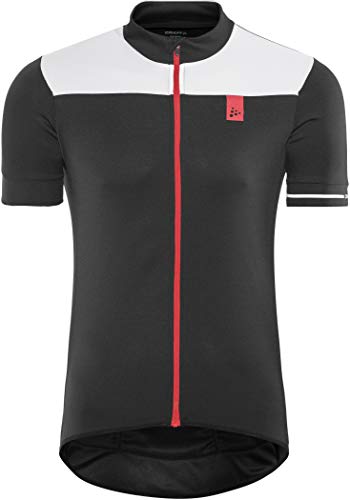 Craft Point - Camiseta de Ciclismo para Hombre, Hombre, Maillot de Ciclismo, CR1906098, Blanco y Negro, FR: S (Talla Fabricante: B: S)