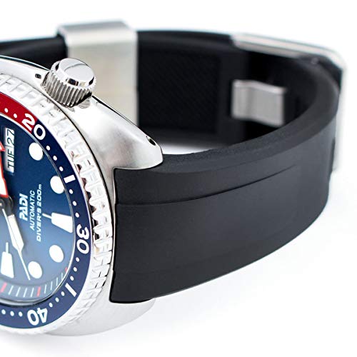 Crafter Blue - Correa de goma negra de 22 mm para Seiko Turtle srp773 srp775 srp777 srpa21