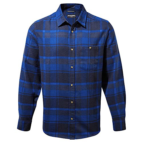 Craghoppers Kiwi Camiseta para Senderismo, Blue Navy Check, L para Hombre