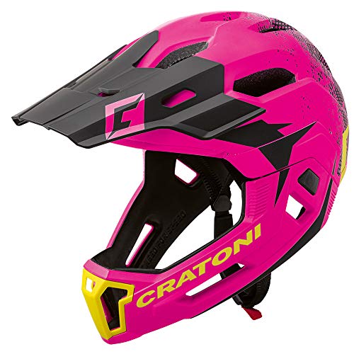 Cratoni C-Maniac 2.0 MX Downhill Freeride - Casco de bicicleta (mentón desmontable, talla M/L, 54-58 cm), color rosa y negro
