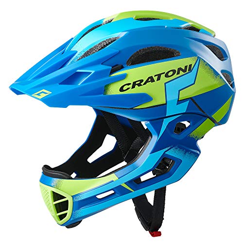 Cratoni C-Maniac Pro - Casco de ciclismo para bicicleta (bajo consumo, BMX, con mentonera, talla L-XL (58-61 cm), color azul y verde