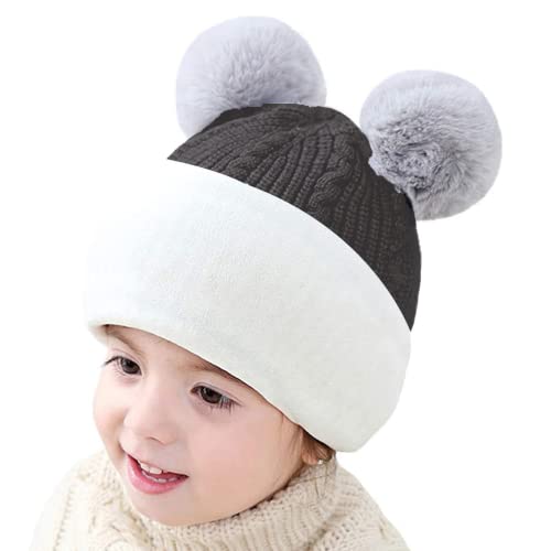 crazy bean Gorros para Niño Niña Bebé Invierno, Gorros y Bufandas Máscaras Bebe 3 en 1 para Mantener el Calor, Gorro de Punto Acolchado para Niños de 2-8 Años, Negro