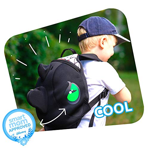 Crazy Safety | Mochila de Dinosaurio para niños. Ideal para la guardería, el Preescolar, el jardín de Infantes y para Viajes. Mochilas Divertidas con diseño de Dinosaurios y Tiburones | 33 cm