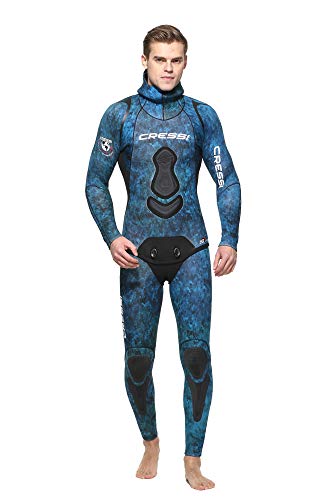 Cressi Apnea Men Complete Wetsuit 7mm Traje Profesional Apnea y Pesca, Hombre, Azul Camou, L/4