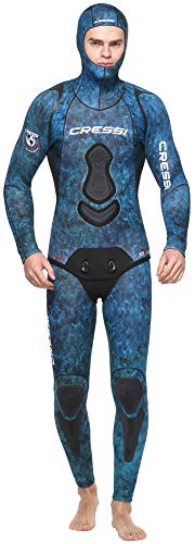 Cressi Apnea Men Complete Wetsuit 7mm Traje Profesional Apnea y Pesca, Hombre, Azul Camou, L/4