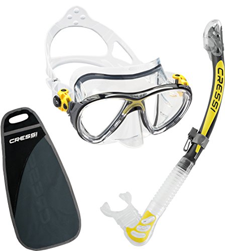 Cressi Big Eyes Evolution & Kappa Ultra Dry Schnorchel - Pack de snorkel ( tubo y gafas), color amarillo