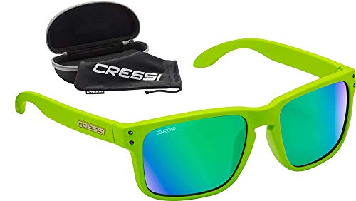 Cressi Blaze Sunglasses Gafas de Sol HTC polarizadas y repelentes al Agua, Adultos Unisex, Kiwi/Espejadas Lentes Verde, Talla única