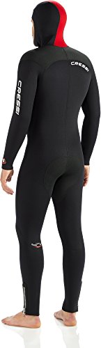 Cressi Diver Man Monopiece Wetsuit Traje de Buceo de Una Pieza, 7 mm, Hombres, Negro/Rojo, L/4