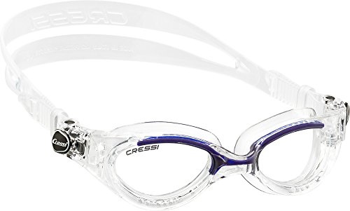 Cressi Flash Swim Goggles Gafas de Natación Premium para Adultos 100% Anti UV, Transparente/Azul, Talla Única