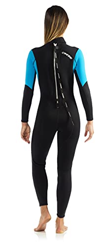 Cressi Morea Lady Monopiece Wetsuit 3mm Traje de Buceo Neopreno, Mujer, Negro/Turquesa/Plata, M/3