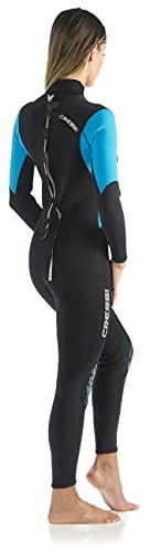 Cressi Morea Lady Monopiece Wetsuit 3mm Traje de Buceo Neopreno, Mujer, Negro/Turquesa/Plata, M/3