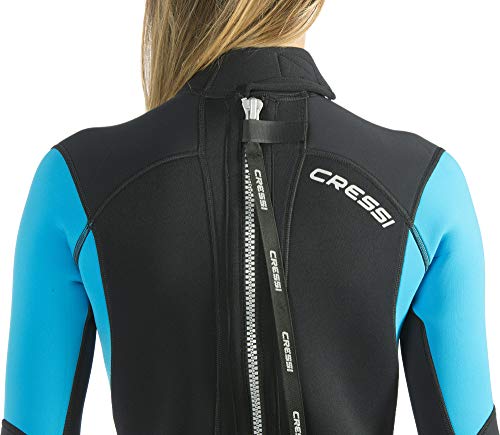 Cressi Morea Lady Monopiece Wetsuit 3mm Traje de Buceo Neopreno, Mujer, Negro/Turquesa/Plata, M/3