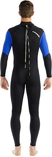 Cressi Morea Man Monopiece Wetsuit 3mm Traje de Buceo Neopreno para los Hombres, Negro/Azul/Plata, M/3