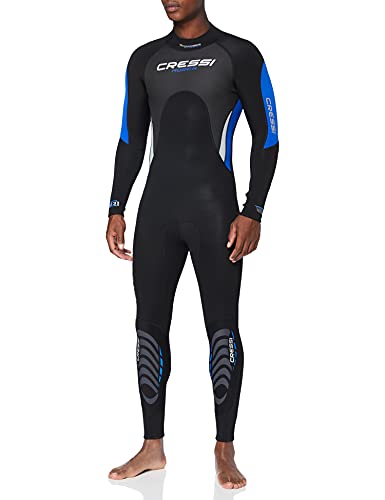 Cressi Morea Man Monopiece Wetsuit 3mm Traje de Buceo Neopreno para los Hombres, Negro/Azul/Plata, M/3