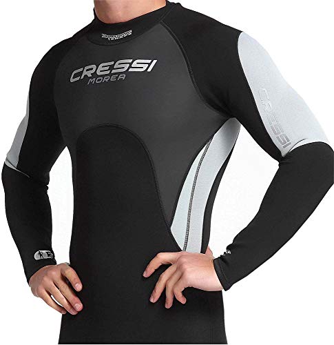 Cressi Morea Man Monopiece Wetsuit 3mm Traje de Buceo Neopreno para los Hombres, Negro/Gris/Plata, XL/5