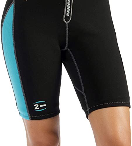 Cressi Neopren Shorty Lido Monoshort sin Capucha, de pantalón y Manga Cortos, Mujer, Negro/Azul, M/3