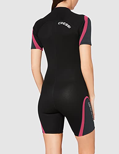 Cressi Playa Lady Shorty Wetsuit 2.5 mm - Traje Monoshort sin Capucha en Neopreno 2.5mm Biforrado, Mujer, Negro/Rosa, M