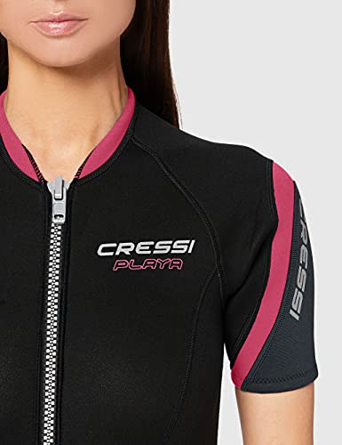 Cressi Playa Lady Shorty Wetsuit 2.5 mm - Traje Monoshort sin Capucha en Neopreno 2.5mm Biforrado, Mujer, Negro/Rosa, M