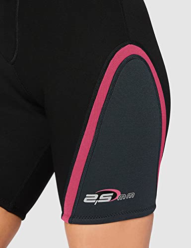 Cressi Playa Lady Shorty Wetsuit 2.5 mm - Traje Monoshort sin Capucha en Neopreno 2.5mm Biforrado, Mujer, Negro/Rosa, M