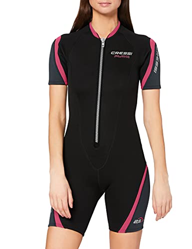 Cressi Playa Lady Shorty Wetsuit 2.5 mm - Traje Monoshort sin Capucha en Neopreno 2.5mm Biforrado, Mujer, Negro/Rosa, M