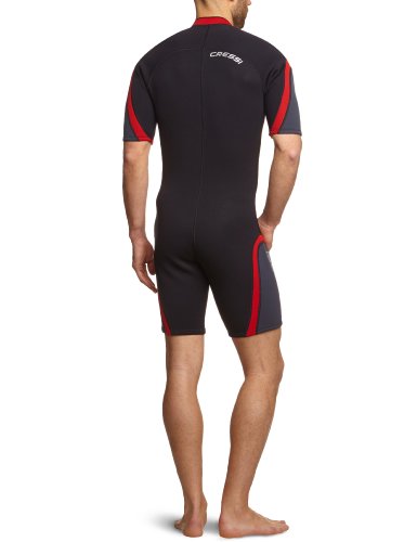 Cressi Playa Man Shorty Wetsuit 2.5 mm-Traje Monoshort sin Capucha en Neopreno 2.5mm Biforrado para Hombre, Negro/Rojo/Gris, M/3