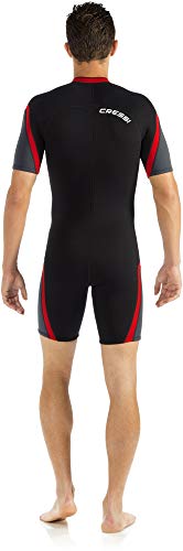 Cressi Playa Man Shorty Wetsuit 2.5 mm-Traje Monoshort sin Capucha en Neopreno 2.5mm Biforrado para Hombre, Negro/Rojo/Gris, S/2