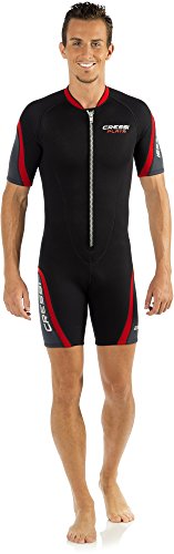 Cressi Playa Man Shorty Wetsuit 2.5 mm-Traje Monoshort sin Capucha en Neopreno 2.5mm Biforrado para Hombre, Negro/Rojo/Gris, S/2