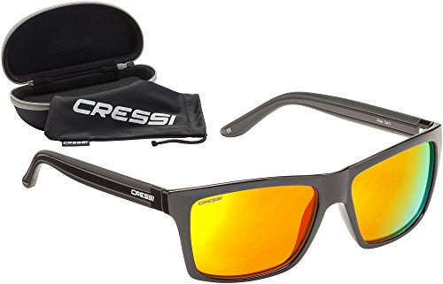 Cressi Rio Sunglasses Gafas de Sol Deportivo Polarizados, Unisex Adultos, Negro/Amarillo, Talla única