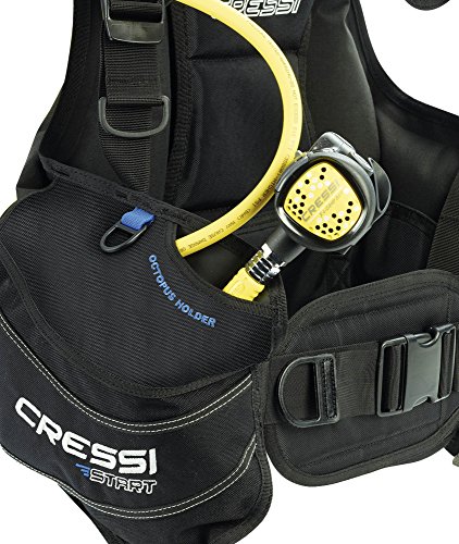 Cressi Start Set de Buceo B.C. D y regulador Plus Octopus DIN-Negro, Pequeño, Unisex Adulto, S