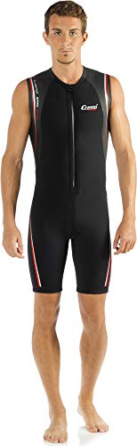 Cressi Termico Man Shorty Wetsuit Traje Monoshort sin Capucha en Neopreno 2mm Biforrado para Hombre, Men's, Negro/Rojo, S/2