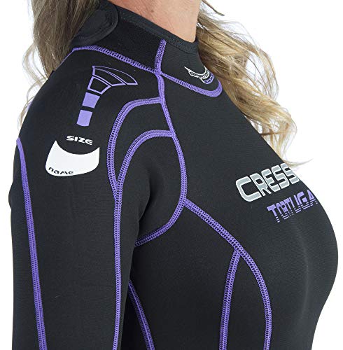 Cressi Tortuga Lady Shorty Wetsuit Traje Monoshort sin Capucha en Neopreno 2.5mm Biforrado para Mujer, Women's, Negro/Lila, S/2