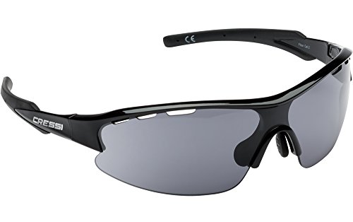 Cressi Vento Gafas de Sol, Hombre, Negro/Lente Gris Oscuro, Talla Única