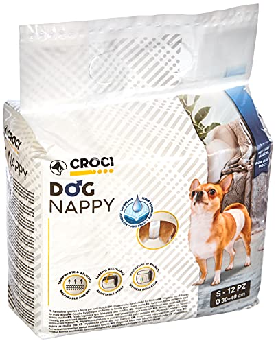 Croci C6028711 Pañales desechables forma de banda para perros Macho, Pequeño (S), 30 - 40 cm, Juego de 12