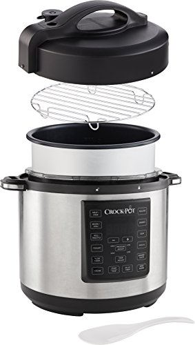 Crock-Pot CSC051X, Olla Multicooker Express para todo tipo de recetas: cocción lenta, cocción rápida a presión con varios ajustes, sellar/saltear, vapor y yogur, 5.6 litros, Negro