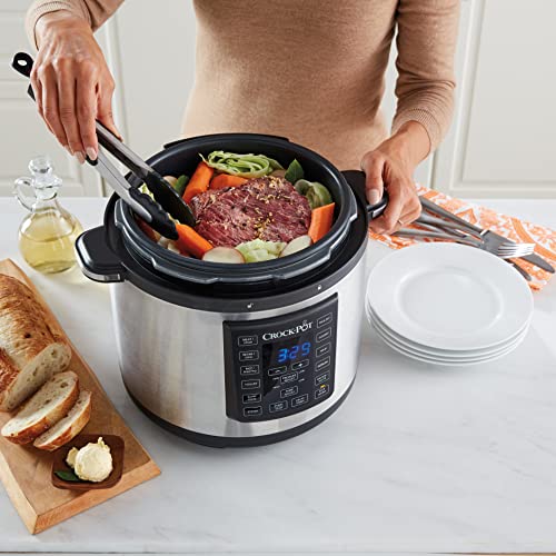 Crock-Pot CSC051X, Olla Multicooker Express para todo tipo de recetas: cocción lenta, cocción rápida a presión con varios ajustes, sellar/saltear, vapor y yogur, 5.6 litros, Negro