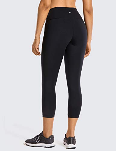 CRZ YOGA Mujer Compresión Mallas Largos Pantalones Deportivos Cintura Alta con Bolsillo-53cm Negro 38