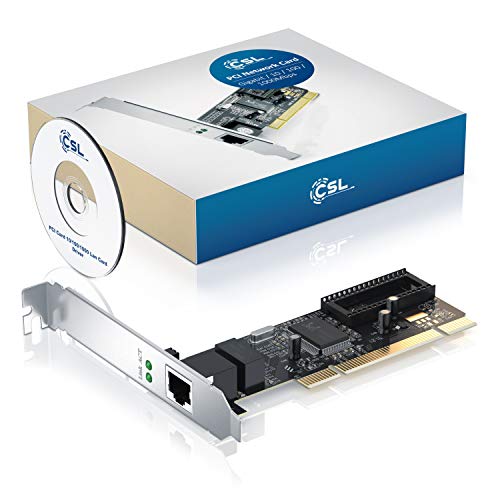 CSL - Tarjeta de Red PCI Gigabit LAN Adaptador Fast Ethernet 10 100 1000 DSL Realtek - 2000 Mbit dúplex Completo - 32 bits - Bus PCI 2.2