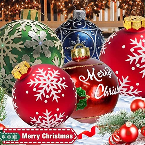 CSLY 24 Inch Giant Inflatable Ornaments Balls, Outdoor PVC Inflatable Christmas Ball, Extra Large Inflatable Decorated Ball Outdoor Christmas Ornaments (F)