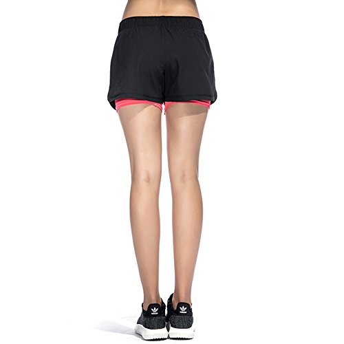 CtopoGo Pantalones Cortos de Deporte 2 en 1 para Mujer Pantalones Cortos Deportivo de Yoga para Hacer Ejercicio Pantalones Cortos para Deporte al Aire Libre Respirable